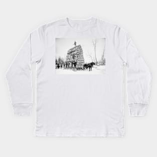 Timber logging, late 19th century (C030/1163) Kids Long Sleeve T-Shirt